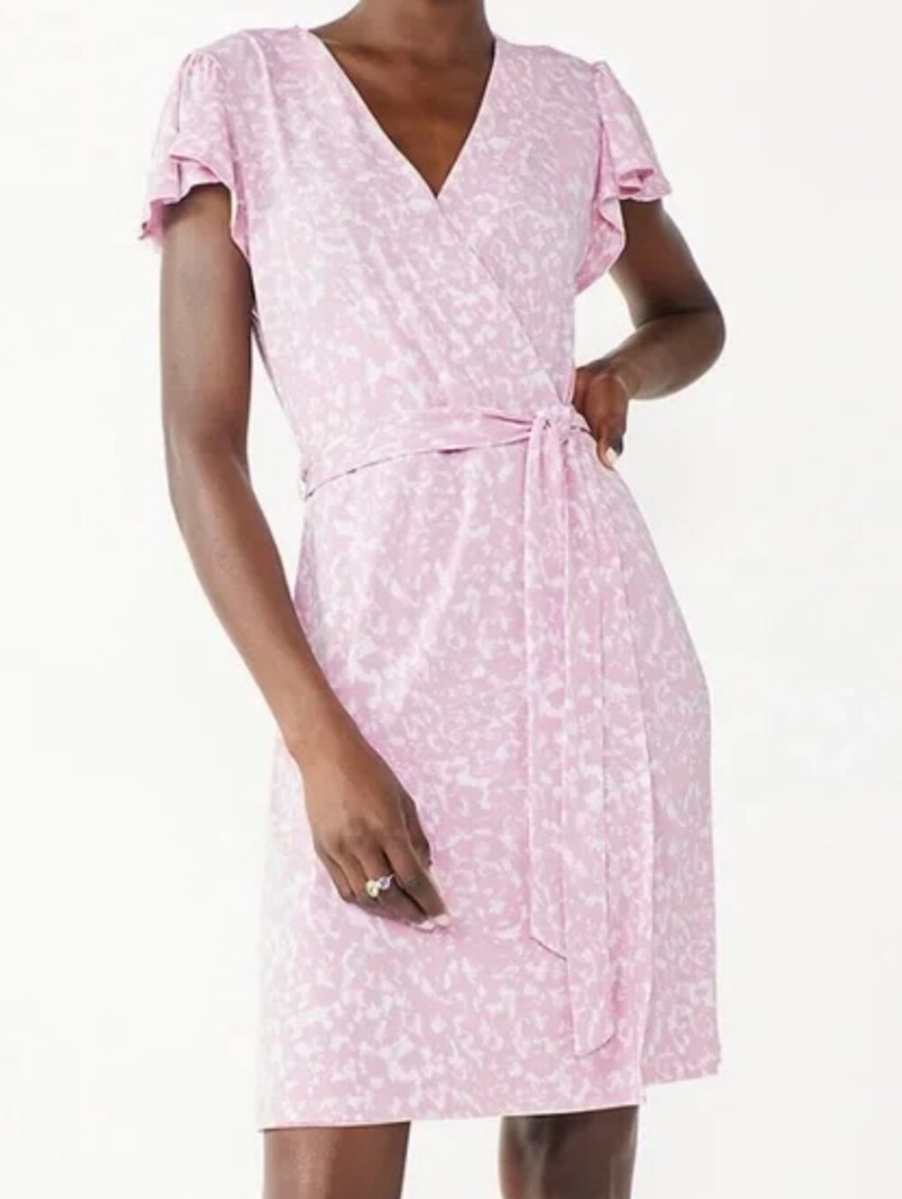 Nine West Pink Floral Faux Wrap Dress Size XXL